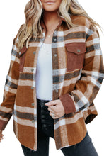Pocketed Buttoned Plaid Shirt Jacket