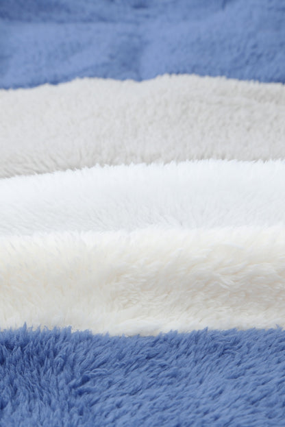 Abrigo sherpa con cremallera y bloques de color rojo vino con capucha 