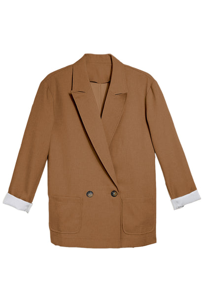 Buttoned Lapel Collar Blazer with Pocket