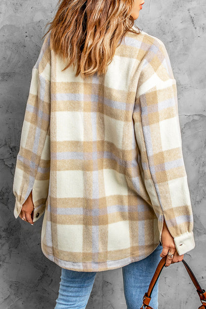 Veste à carreaux avec poche pour femme