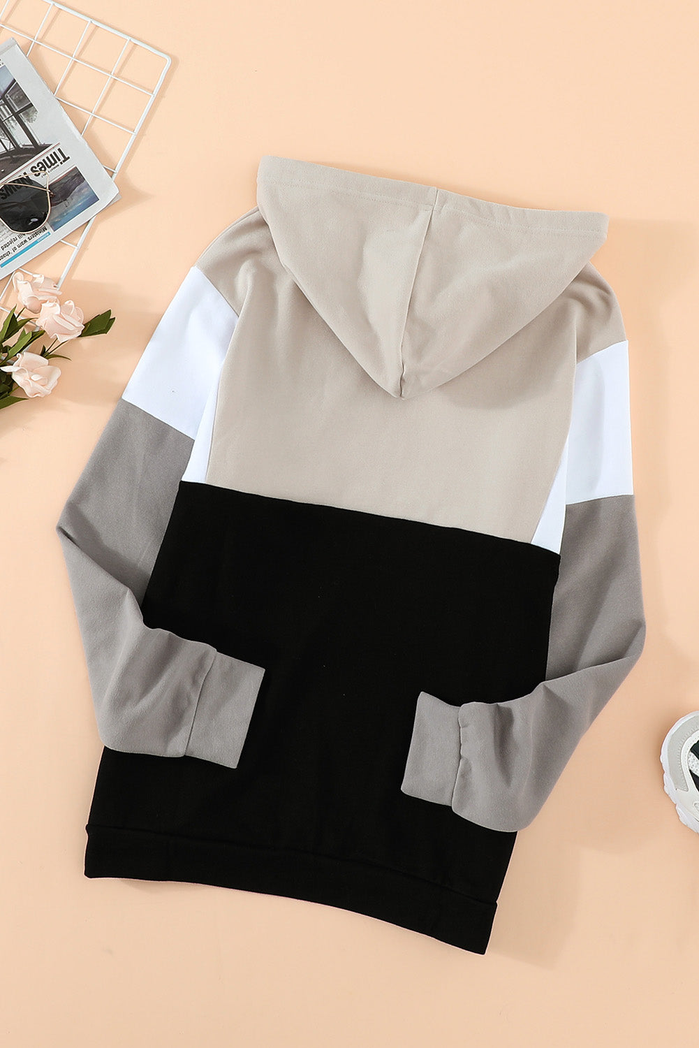 Sweat à capuche zippé colorblock