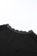 Lace Splicing V-Neck Swiss Dot Short Sleeve Top