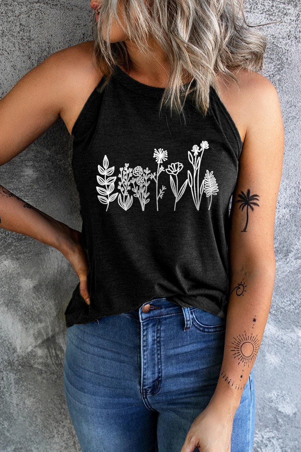 Solid Color Crew Neck Tank Top