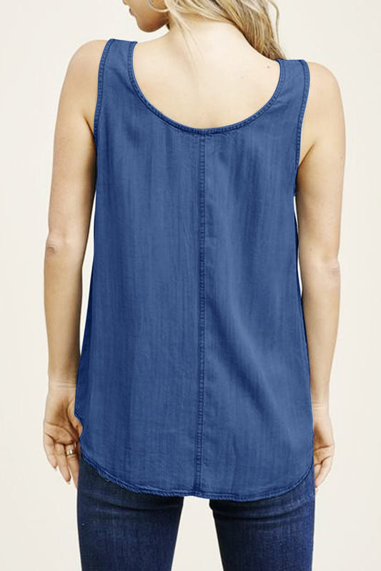 Plain Denim Bust Pocket Tank Top
