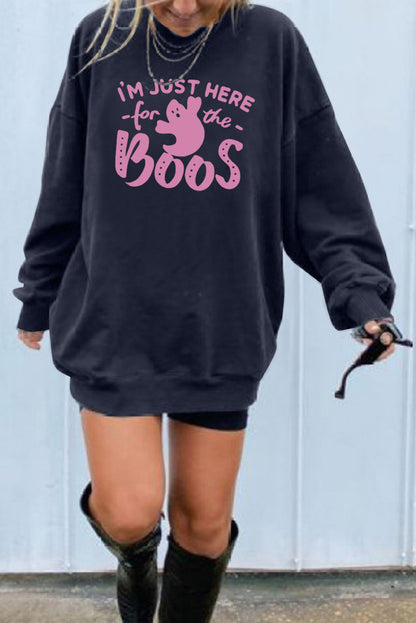 Dark Blue Oversized Solid Drop Shoulder Sweatshirt