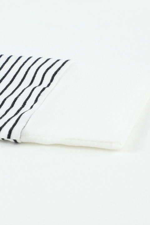 Round Neck Raglan Sleeve Camo Striped Patchwork Top