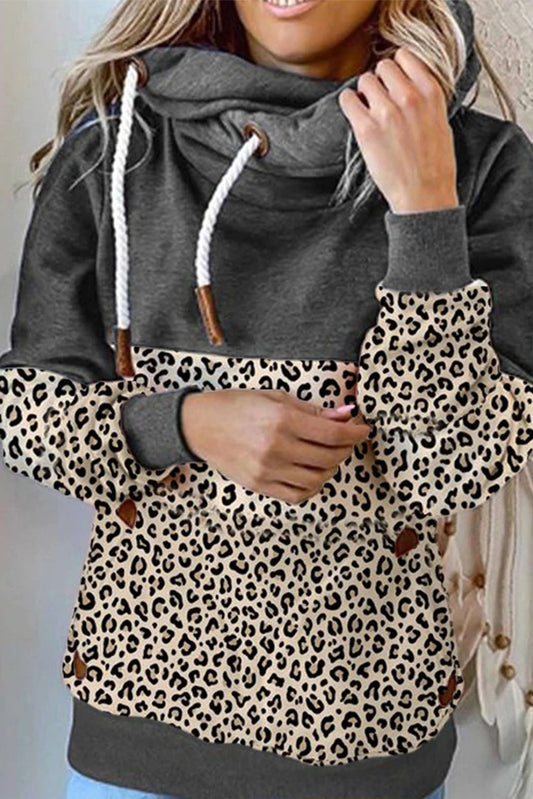 Sudadera con capucha con cordón y cuello vuelto con estampado animal