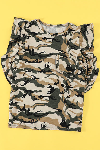 T-shirt à manches courtes et volants imprimés