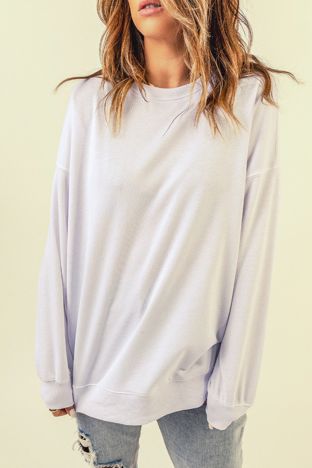 Dark Blue Oversized Solid Drop Shoulder Sweatshirt