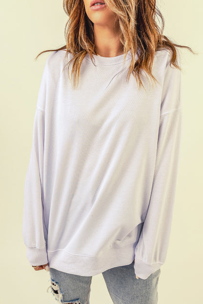 Dark Blue Oversized Solid Drop Shoulder Sweatshirt
