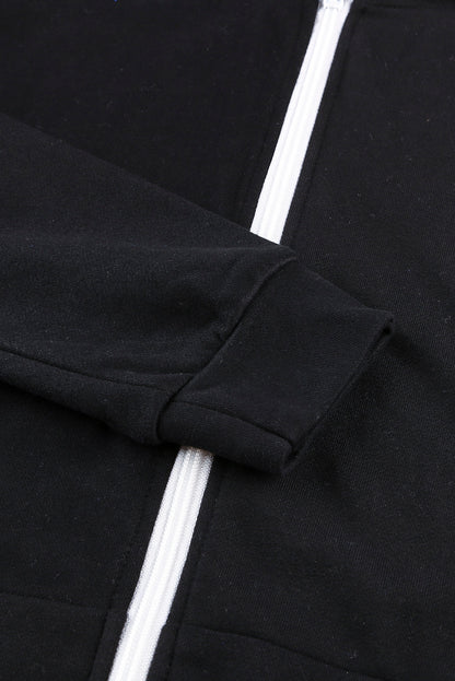 Chaqueta con capucha y cordón con bolsillo con cremallera