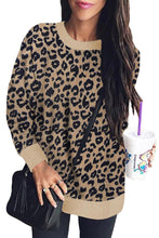 Leopard Print Long Sleeve Pullover Sweatshirt