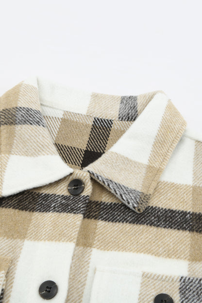 Veste à carreaux avec poche pour femme