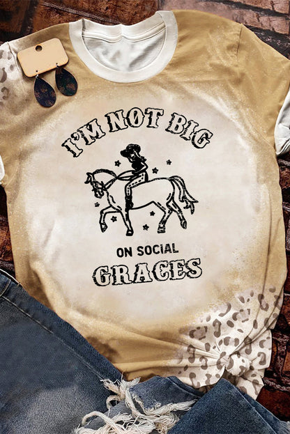 T-shirt kaki à manches courtes imprimé léopard et vache COWGIRL