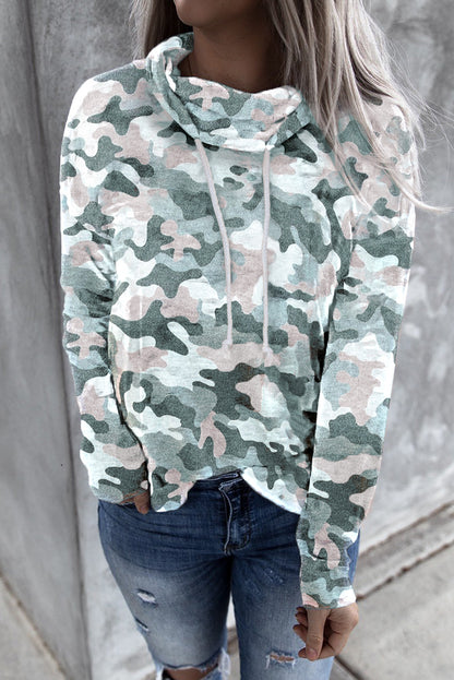 Grey Blue Camo Drawstring Sweatshirt