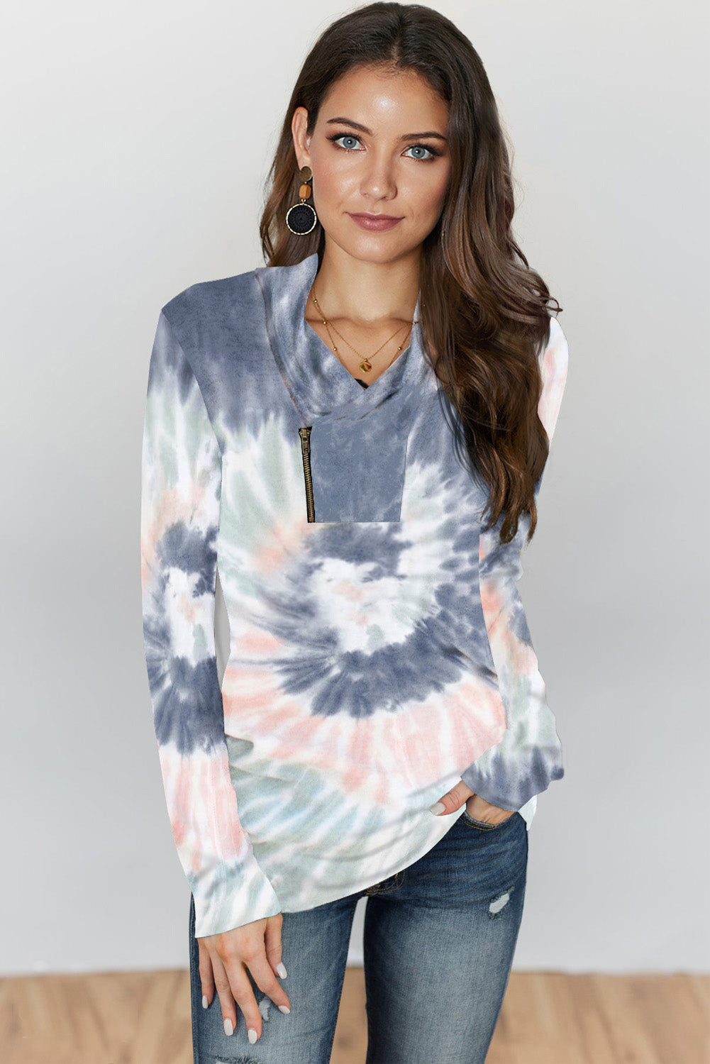 Pull zippé à imprimé tie-dye 