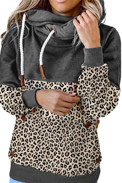 Sweat à capuche à col bénitier et cordon de serrage imprimé animal