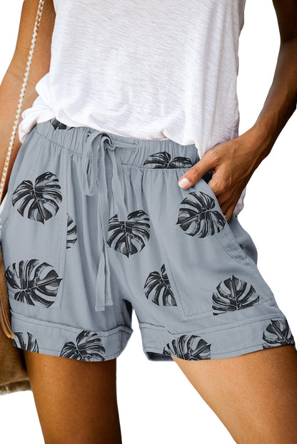 Print Drawstring Casual Elastic Waist Pocketed Shorts