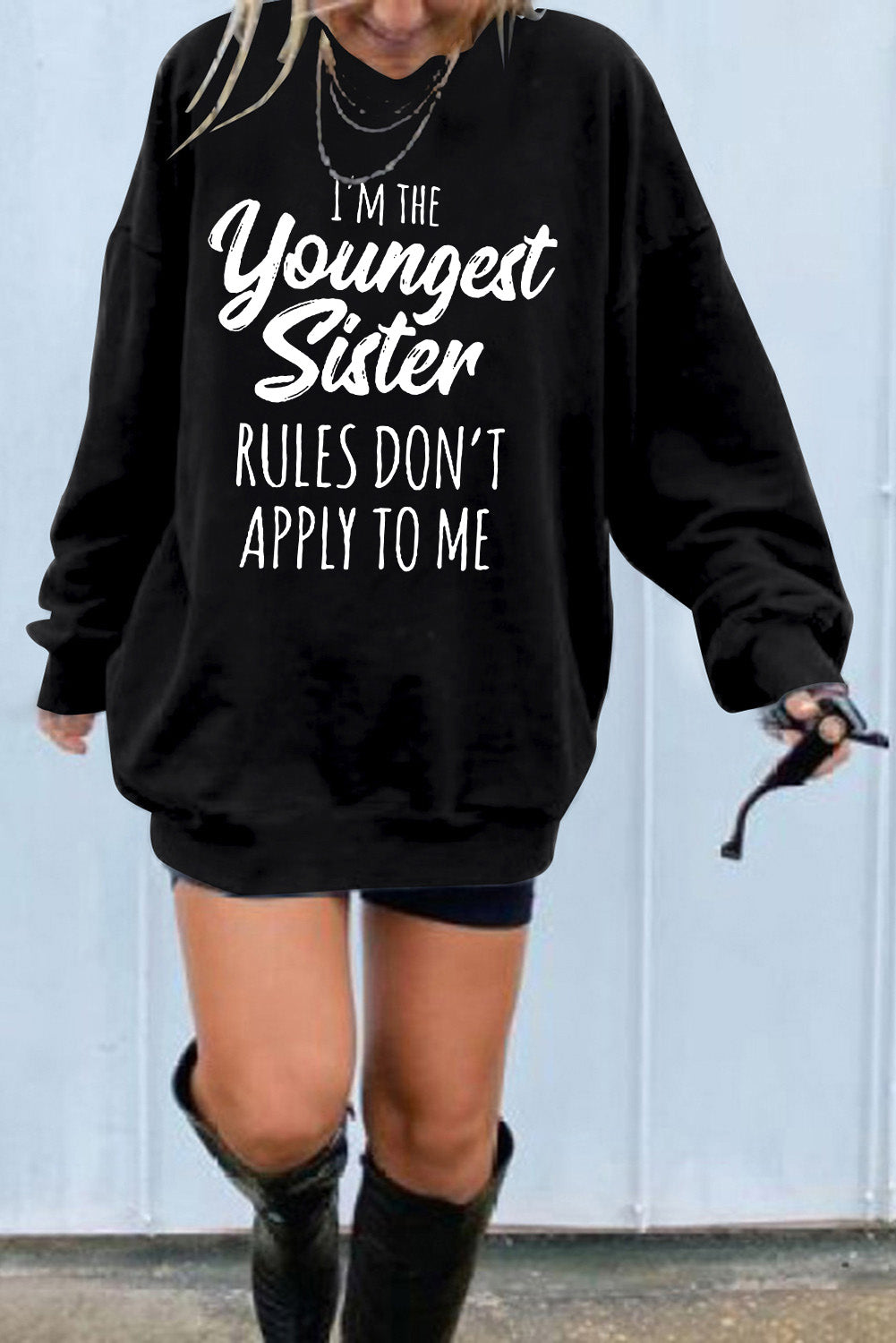 Dark Blue Oversized Solid Drop Shoulder Sweatshirt