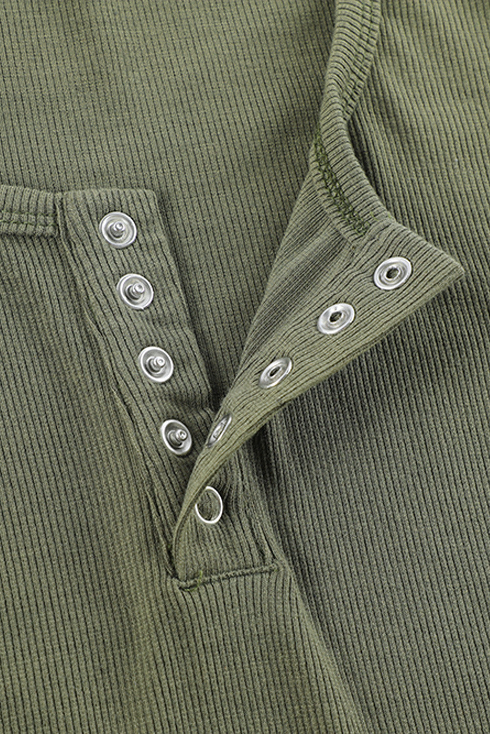 U Neck Button Knit Long Sleeve Top