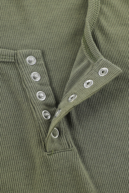 U Neck Button Knit Long Sleeve Top