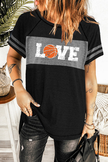 Camiseta con manga a rayas y bloques de color