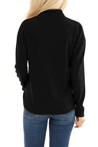 Haut à manches longues et col en V avec ourlet torsadé irrégulier