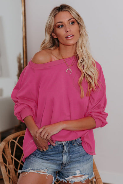 Sweat-shirt ras du cou uni coupe décontractée 