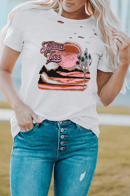 Camiseta mixta de algodón con cuello redondo y agujeros