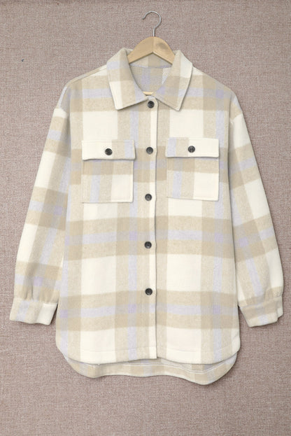 Veste à carreaux avec poche pour femme