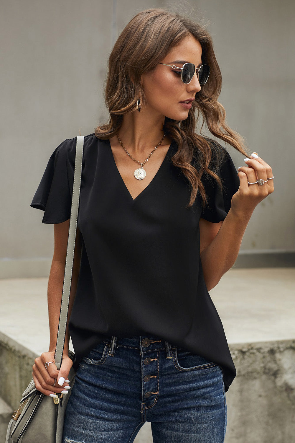 V Neck Short Sleeve Tee