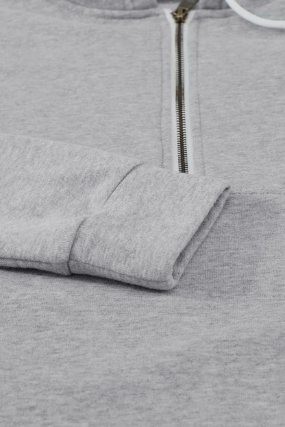 Sweat à capuche à manches longues et demi-fermeture éclair avec poche 