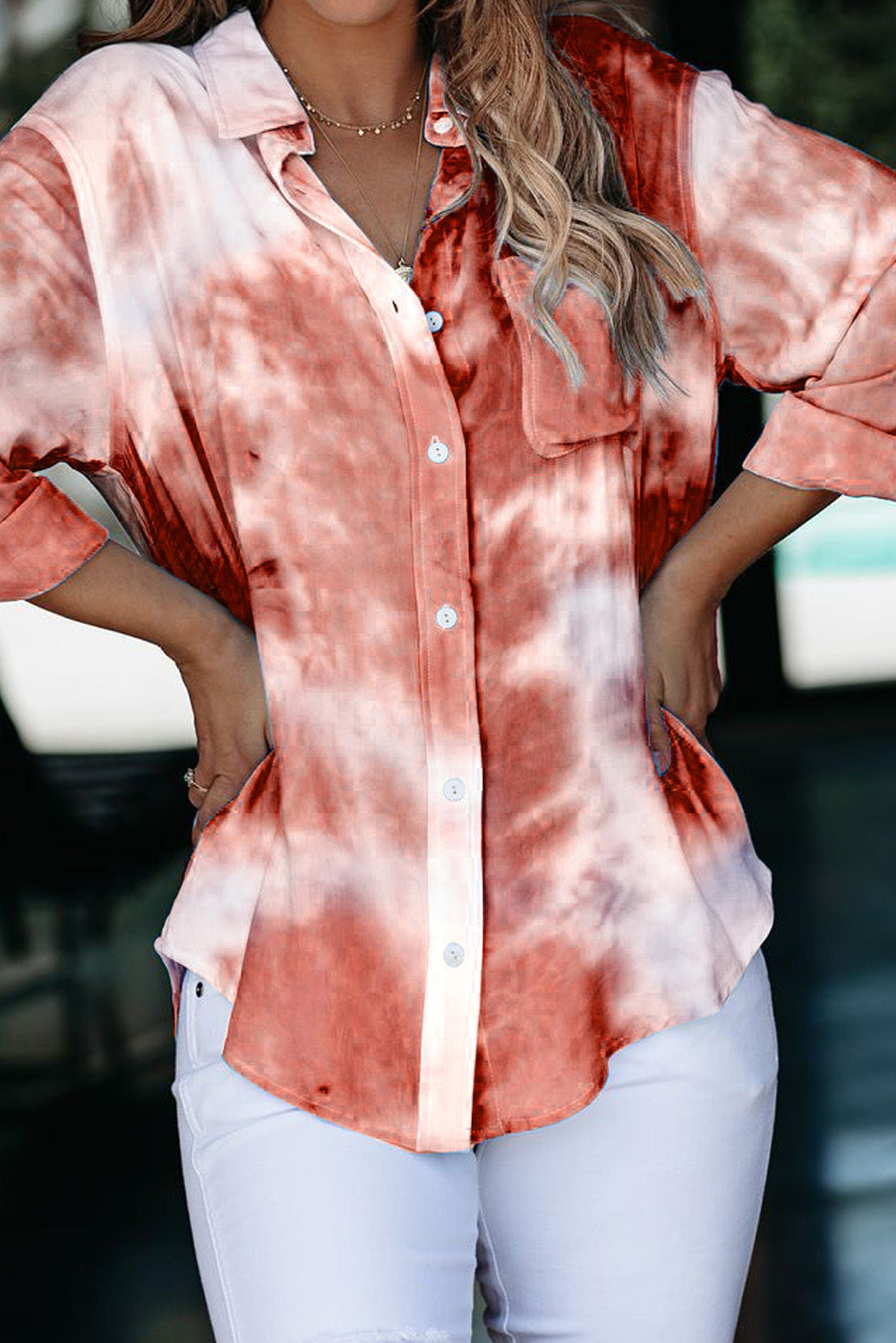 Whirlwind Tie Dye Button Shirt with Pocket