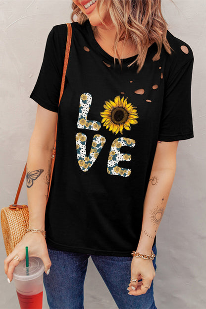 Camiseta mixta de algodón con cuello redondo y agujeros