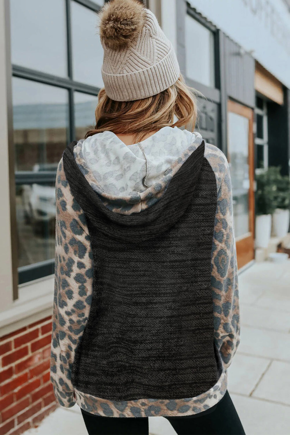Brushed Leopard Contrast Hoodie