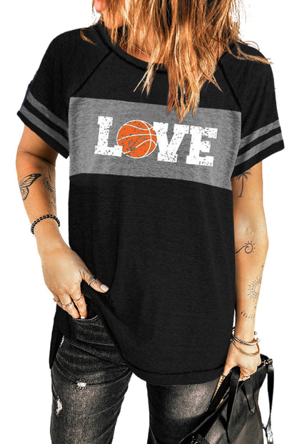 Camiseta con manga a rayas y bloques de color