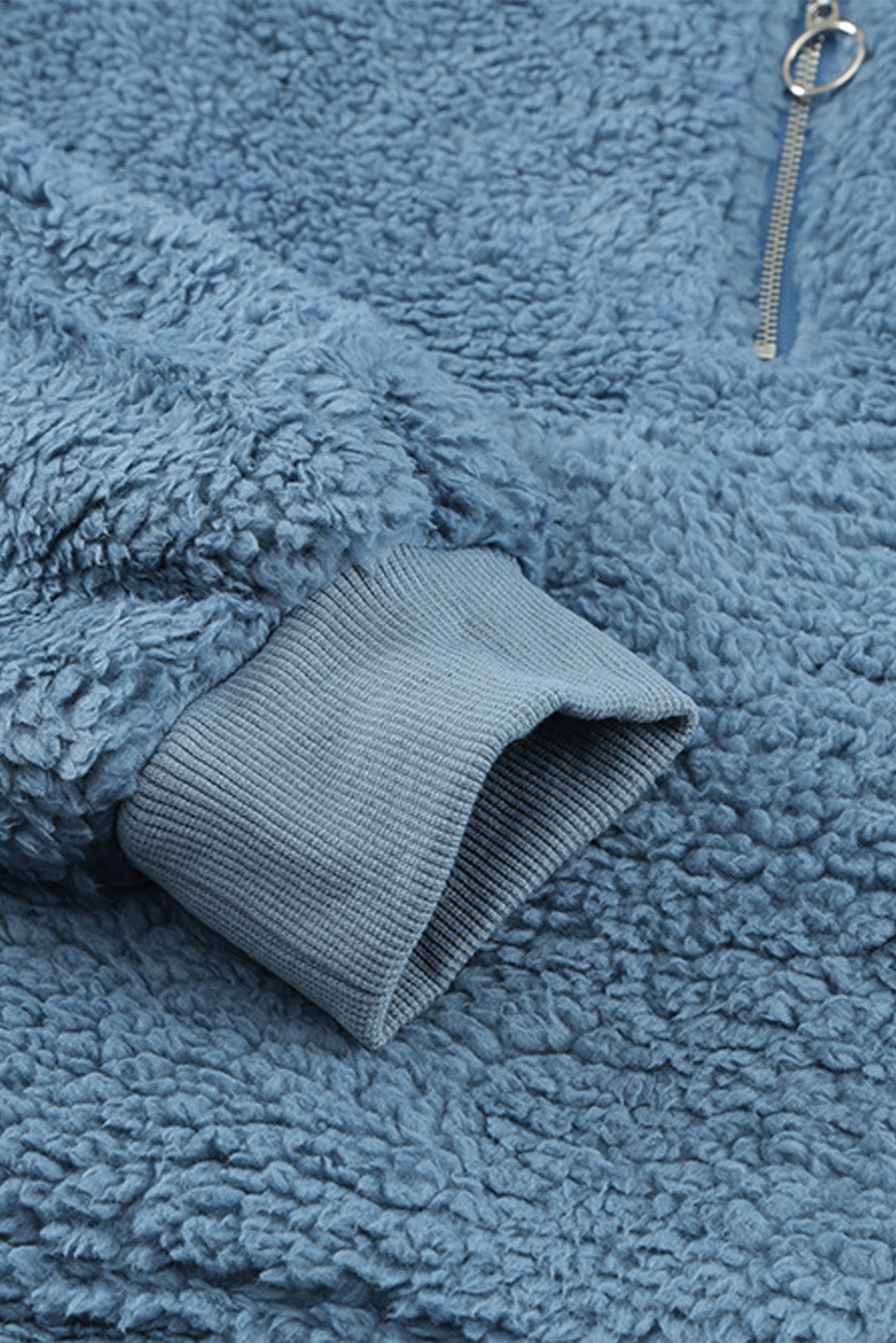 Sweat-shirt à capuche zippé 1/4 en sherpa avec kangourou