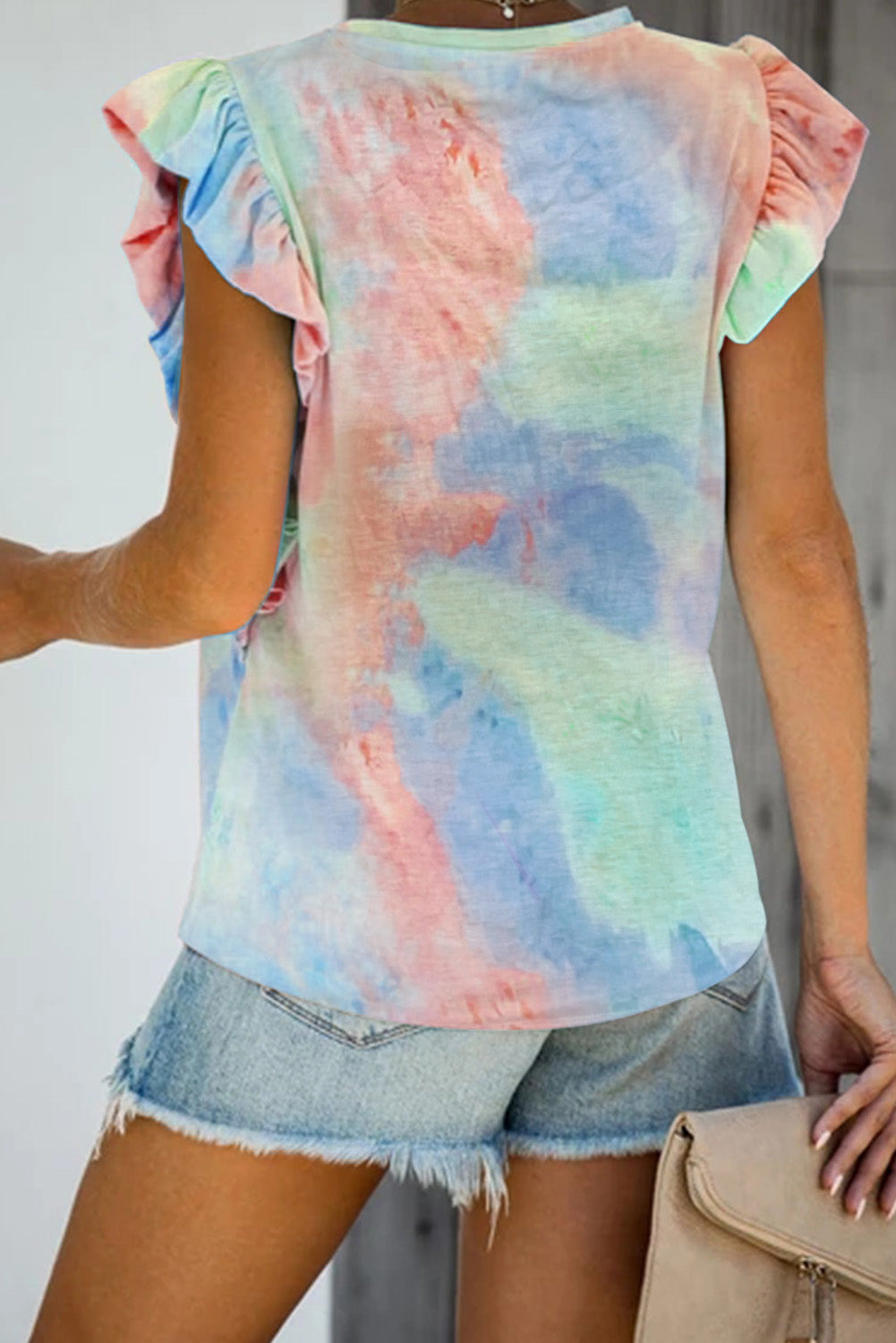 T-shirt à manches courtes et volants imprimés