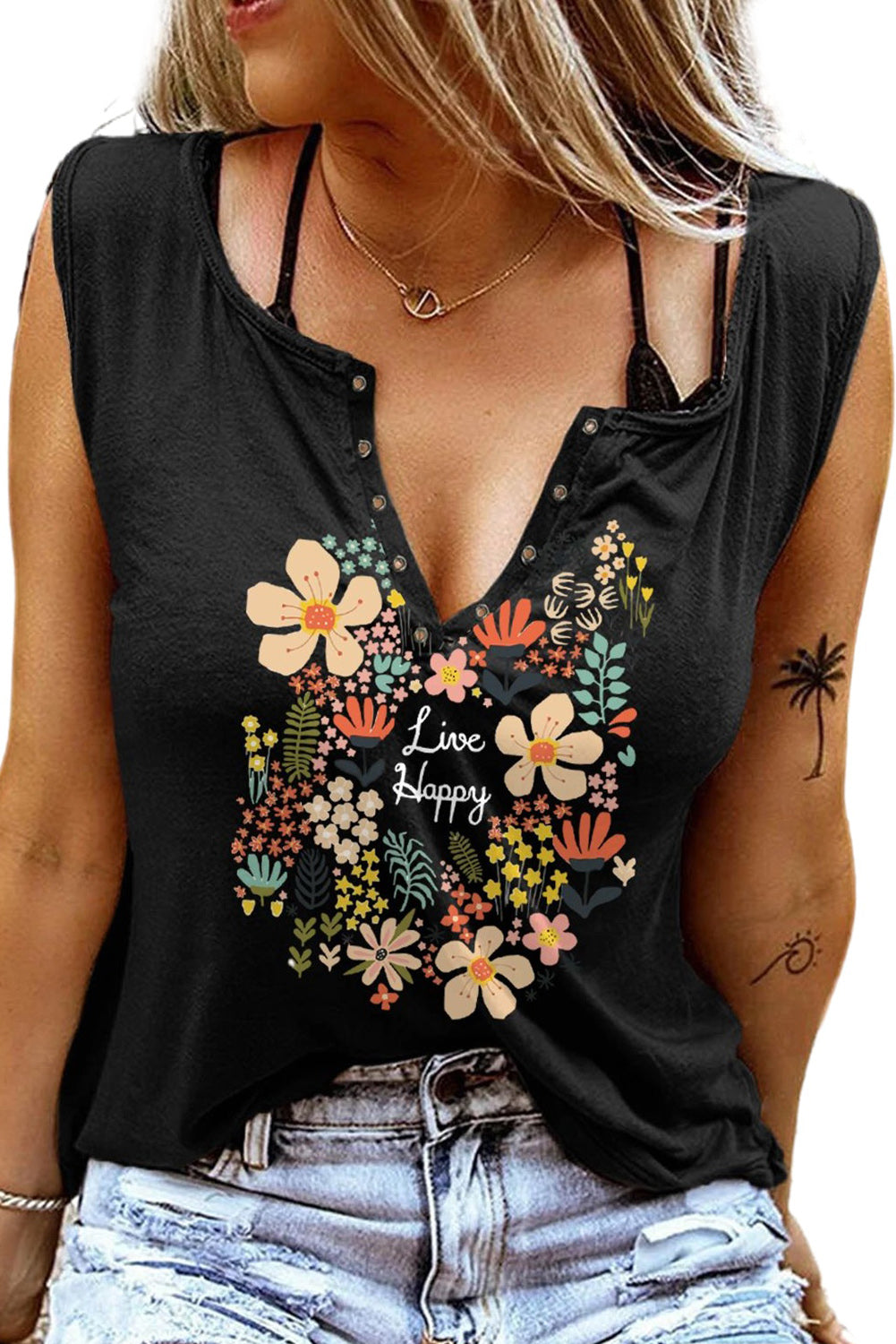 Débardeur uni slim à col en V