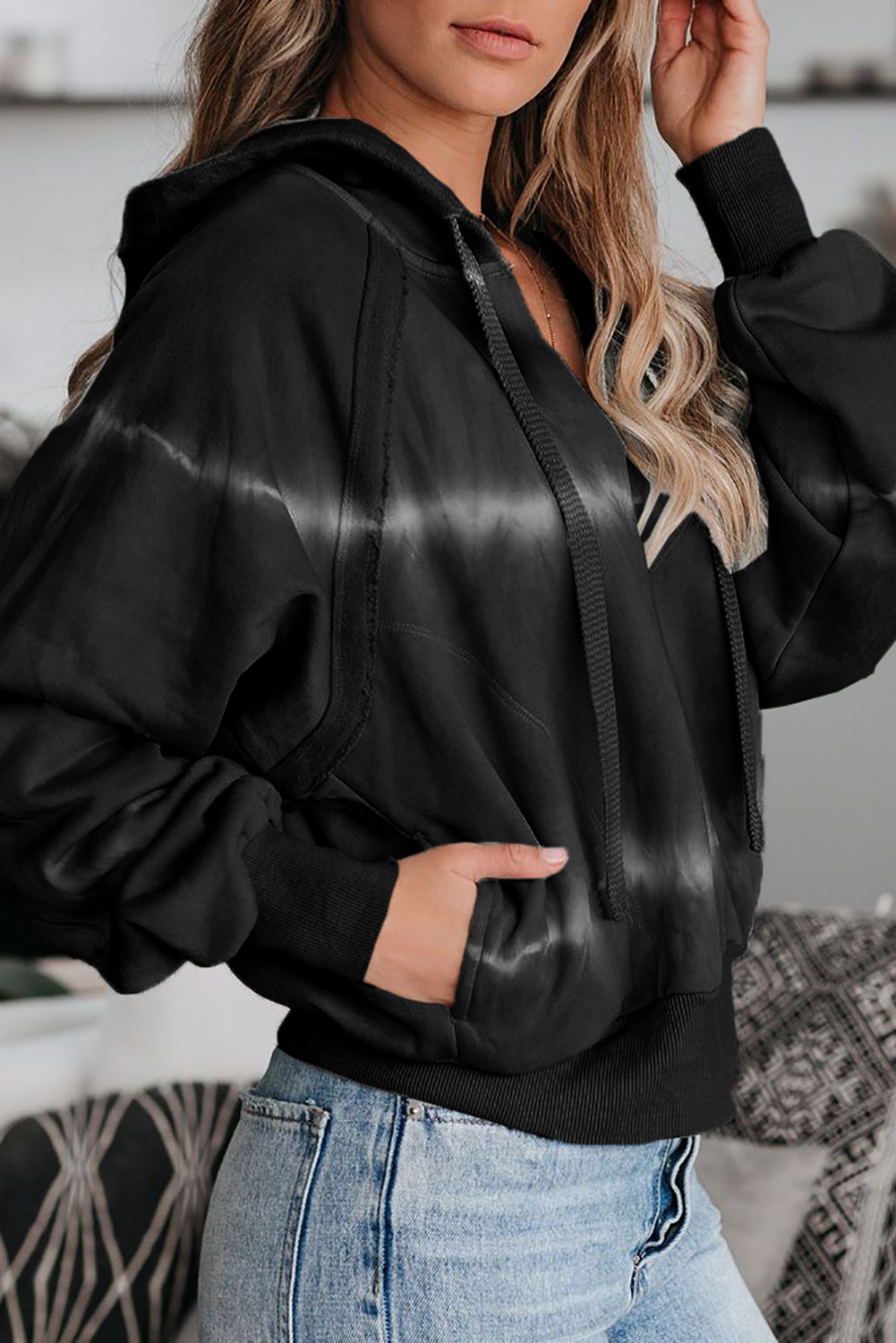 Sudadera tie-dye con bolsillo en algodón