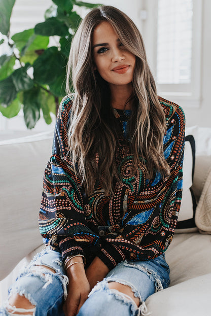 Haut imprimé à manches lanternes