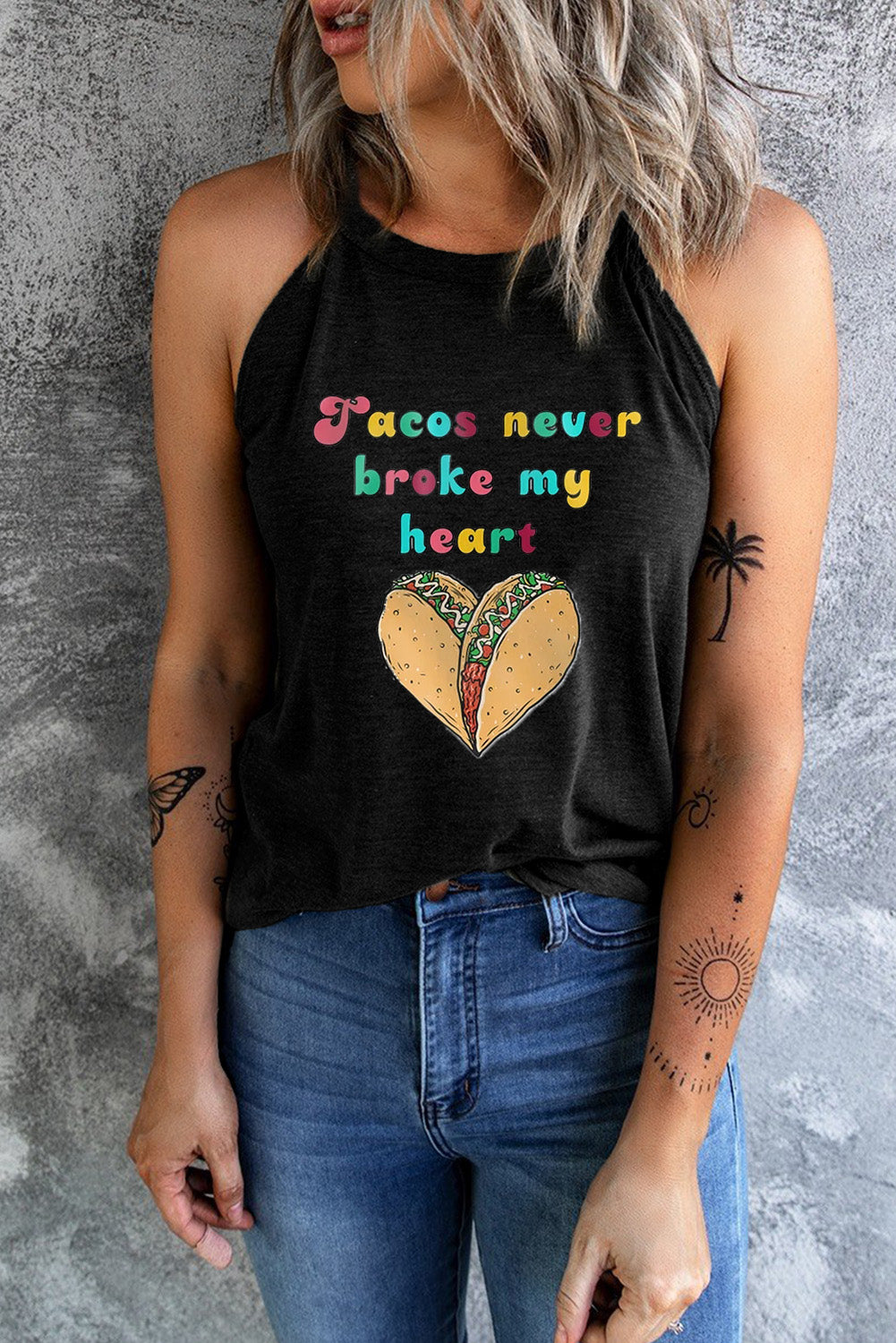 Solid Color Crew Neck Tank Top