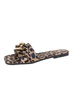 Chain Decor Leopard Slide Sandals