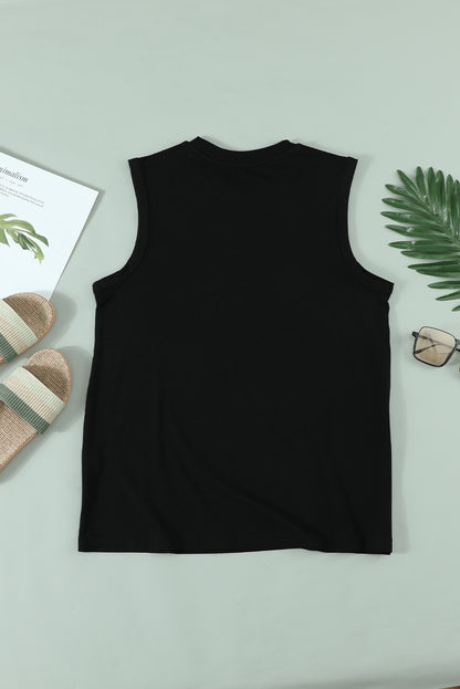 Camiseta sin mangas con estampado de letras The DAY DRINKERS