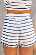 Striped Print Drawstring High Waist Casual Shorts