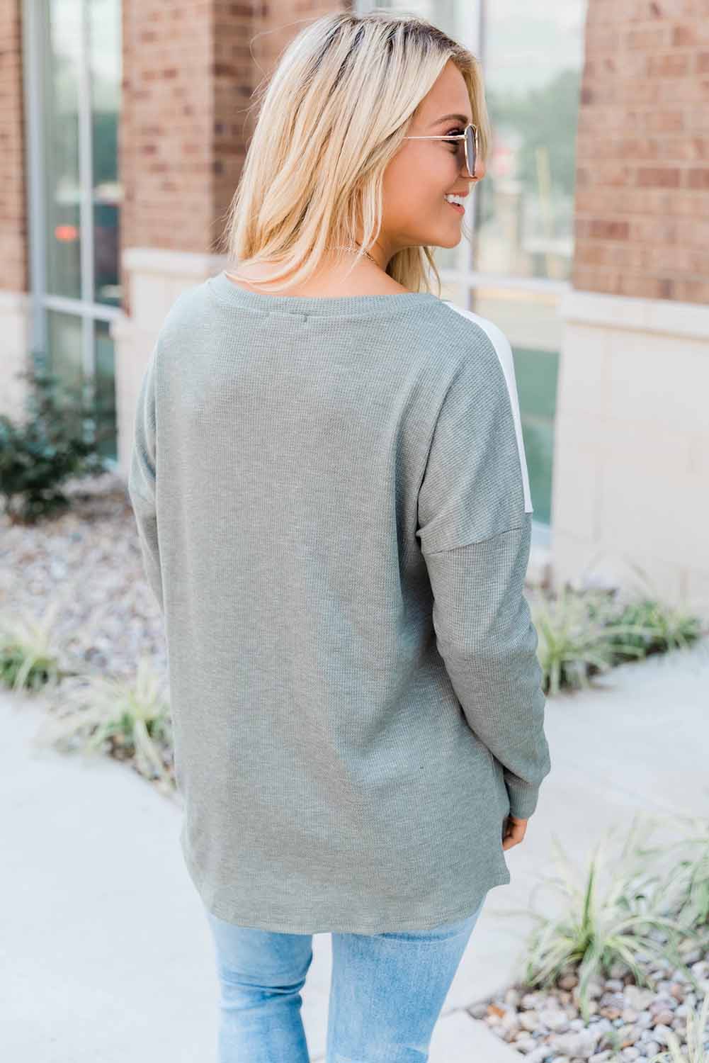 Leopard Print Stitching Color Block Long Sleeve Top