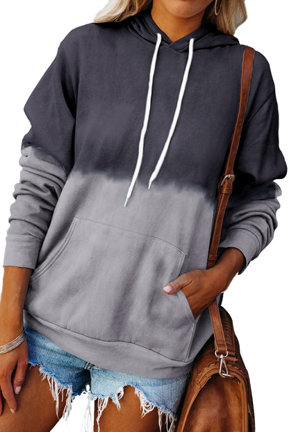 Dip-Dye Colorblock Drawstring Hoodie with Pockets