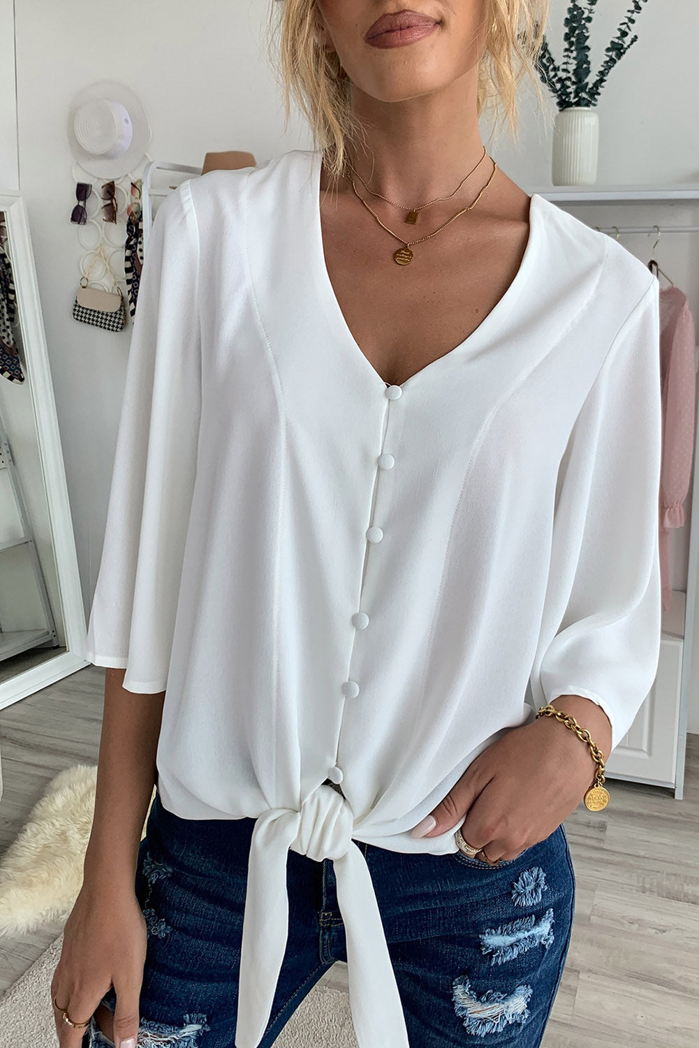 Button Tie Top