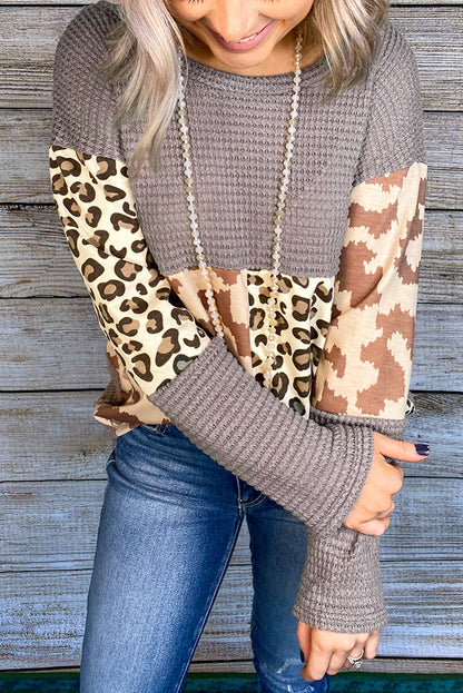 Splicing Waffle Blouse