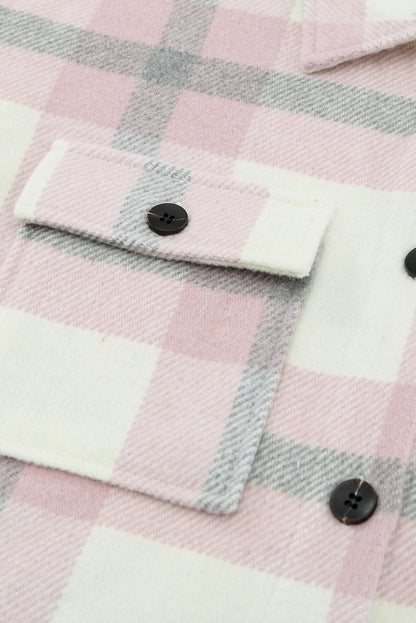 Veste à carreaux avec poche pour femme